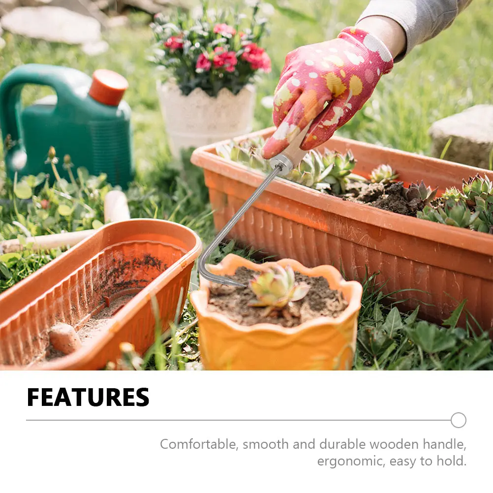 

2pcs Stainless Steel Weeding Hook Tool Lawn Manual Puller Garden Root Remover Soil Loosener Portable Yard Weeding Tool Durable