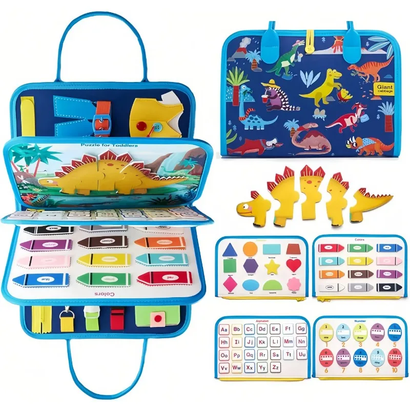 Educational Montessori Busy Board for Toddlers Sensory Activity Toy Fine Motor Skills Development Travel Learning Gift Polyester