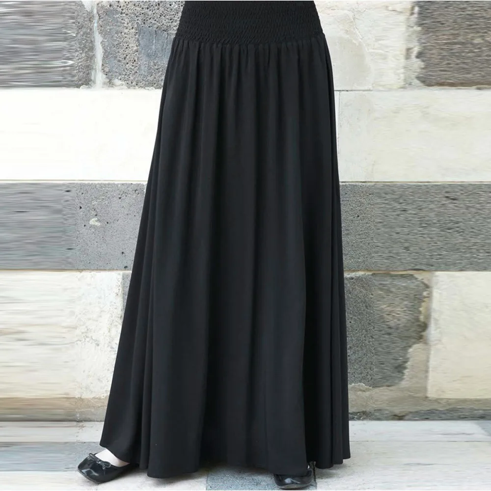 New Elastic Waist Half Skirts Women Classic Vintage High Waist A-line Long Skirt Female Summer Autumn Fashion Streetwear faldas