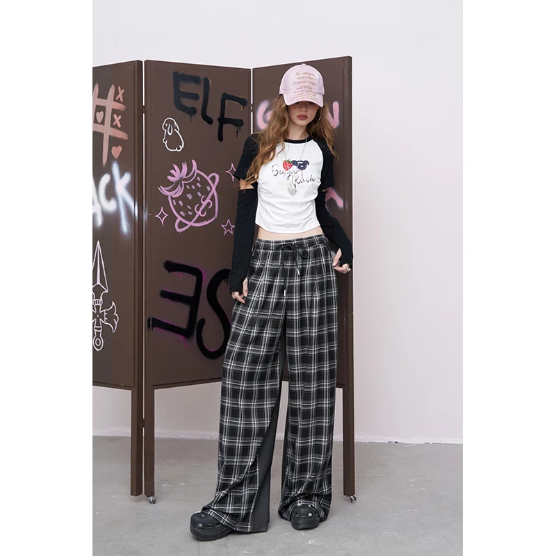 ELFSACK 2025 Autunno Nuovo Arrivo Casual Plaid Pantaloni a Gamba Larga Pantaloni da Salotto in Cotone Abbigliamento da Casa per Donna