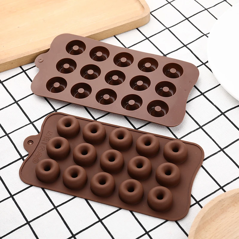 3D Donut Silicone Gummy Mold 15 Cavity Donut Ring Maker Chocolate Candy Cookie Mould Kitchen Tools