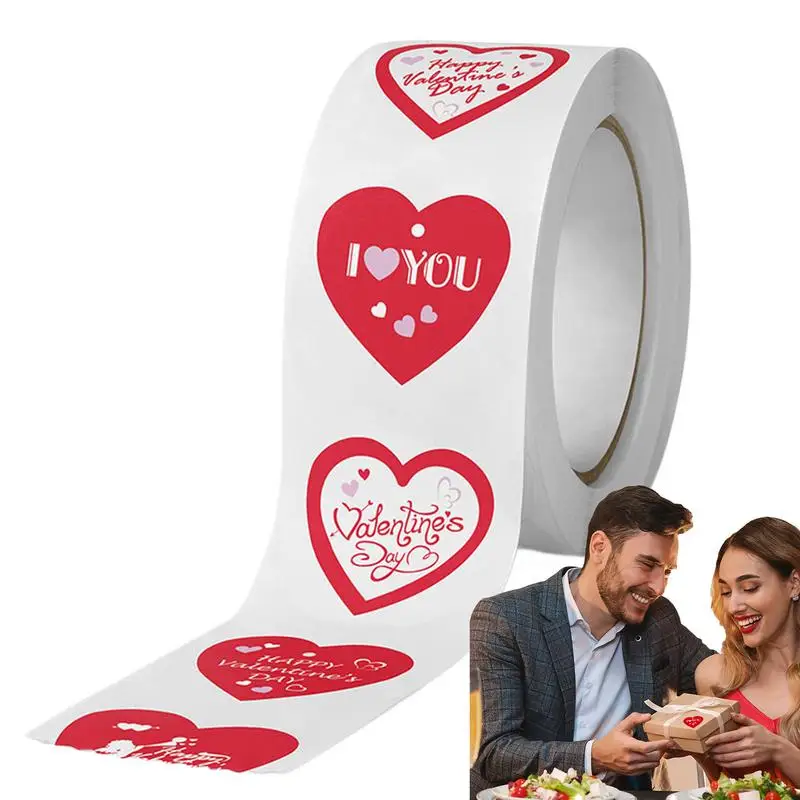 Red Heart Label Stickers Happy Valentines Day Gift Packaging Seal Candy Bag Wedding Invitation Decoration Envelope Sticker