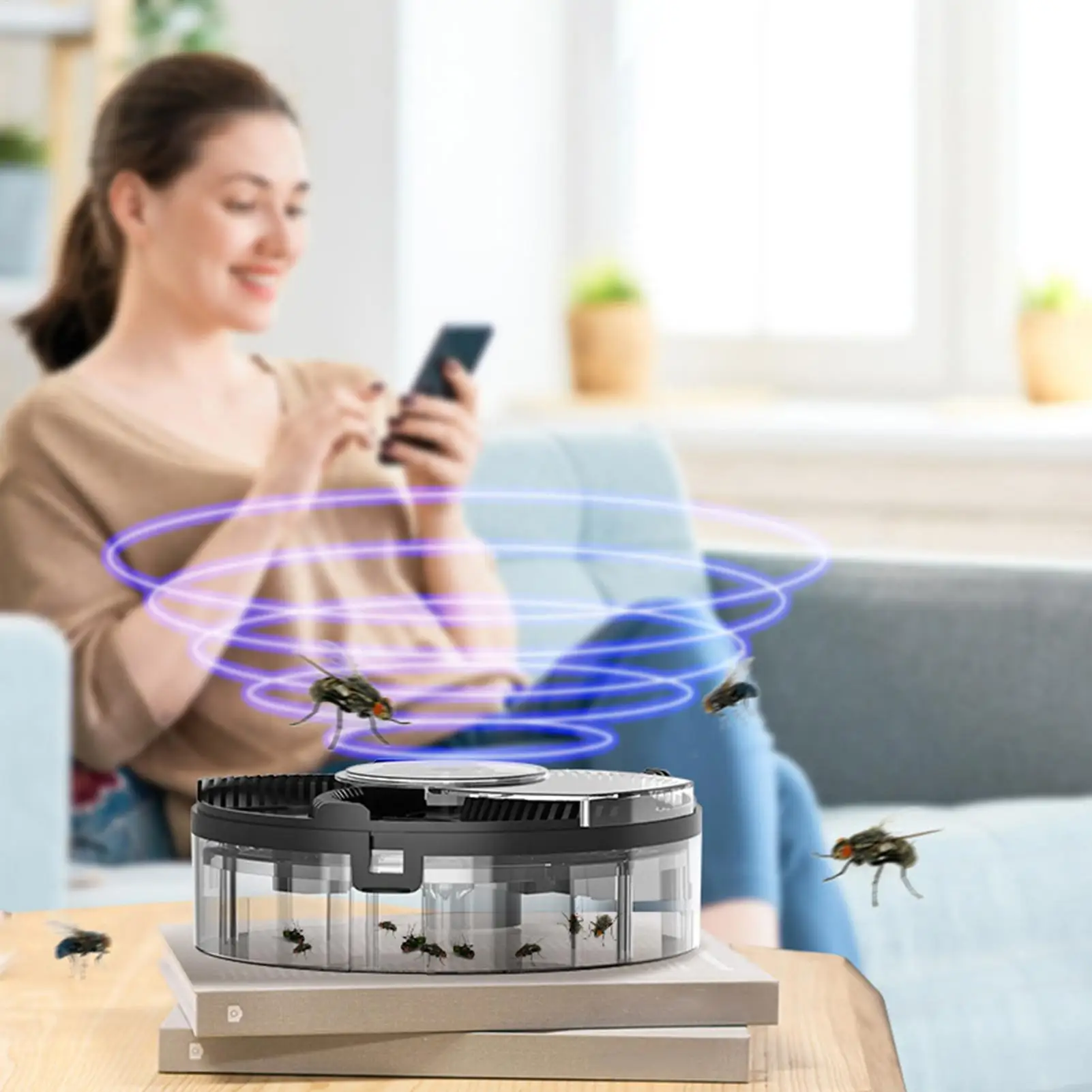 Automatic Rotation Electric Flytrap Rechargeable Rotating Repel Tool Household Flying Control for Gnat Outdoor Kitchen