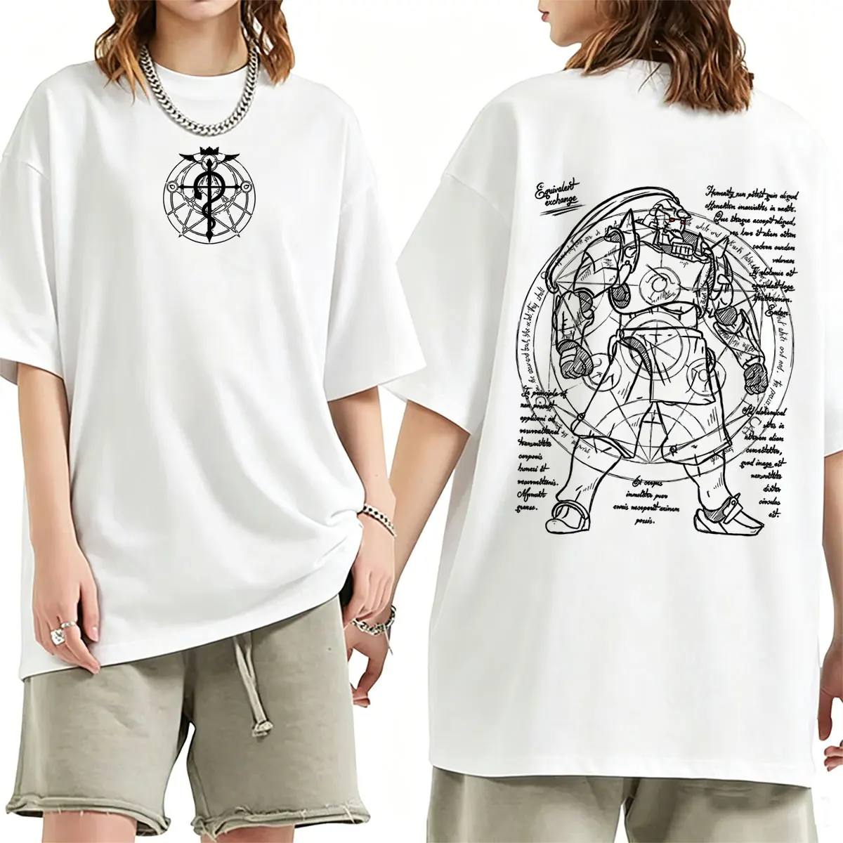 Anime Fullmetal Alchemist T Shirts Funny Manga Alphonse Elric T-shirt Male Casual Cotton Tshirt Men Women Cartoon Oversized Tops