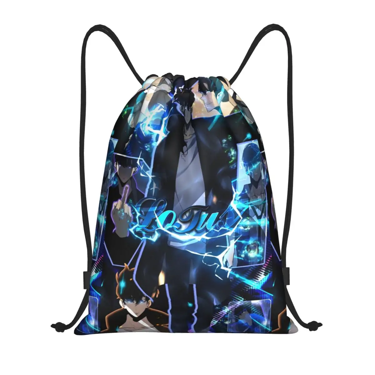 

Anime Sung Jinwoo Drawstring Bags Sports Backpack Gym Sackpack Solo Leveling String Bag for Yoga
