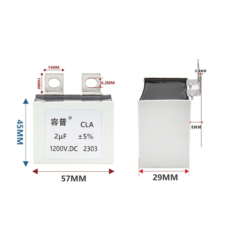 IGBT surge absorption capacitor 1200V 1UF 1.5UF 2.0UF 2.5UF 3.0UF square insensitive thin film capacitor