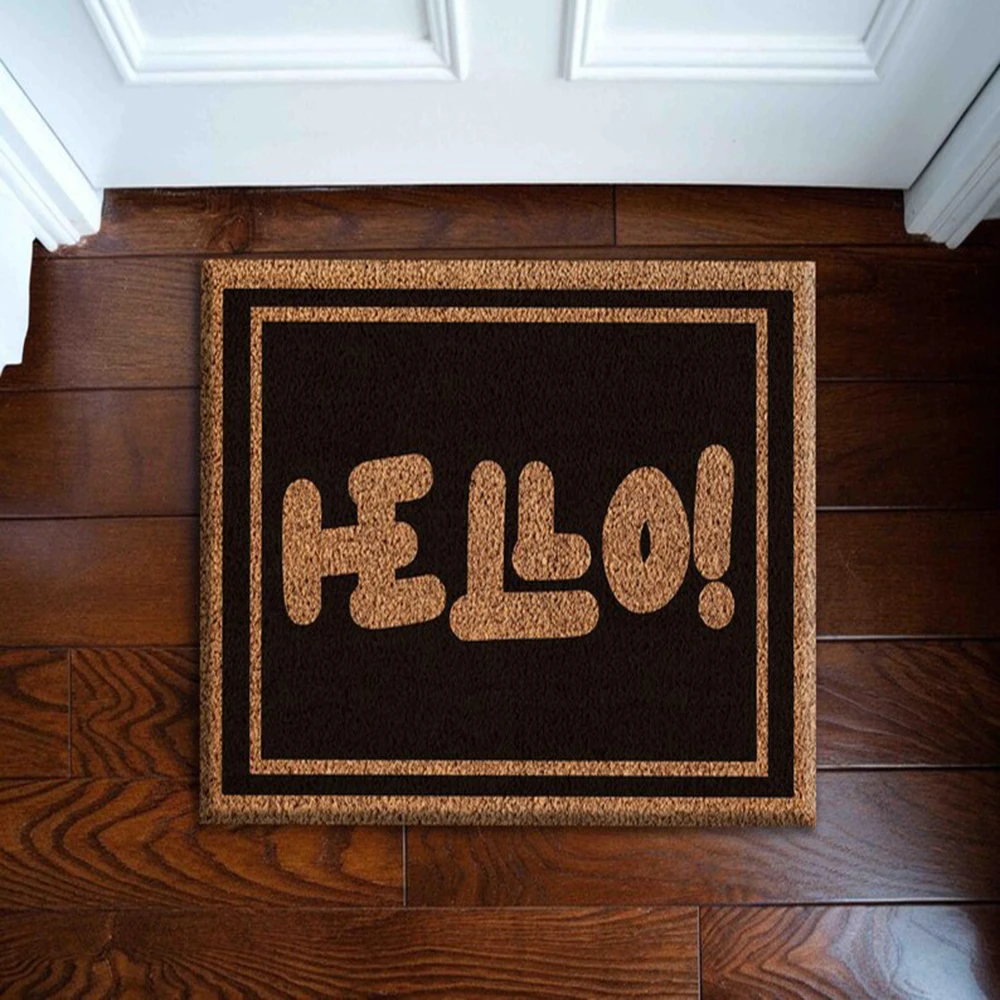 

Old Hello Personalized Doormat Bold Modern Typography Door Mat Minimal Welcome Entryway Coir Rug Housewarming Gift For Her
