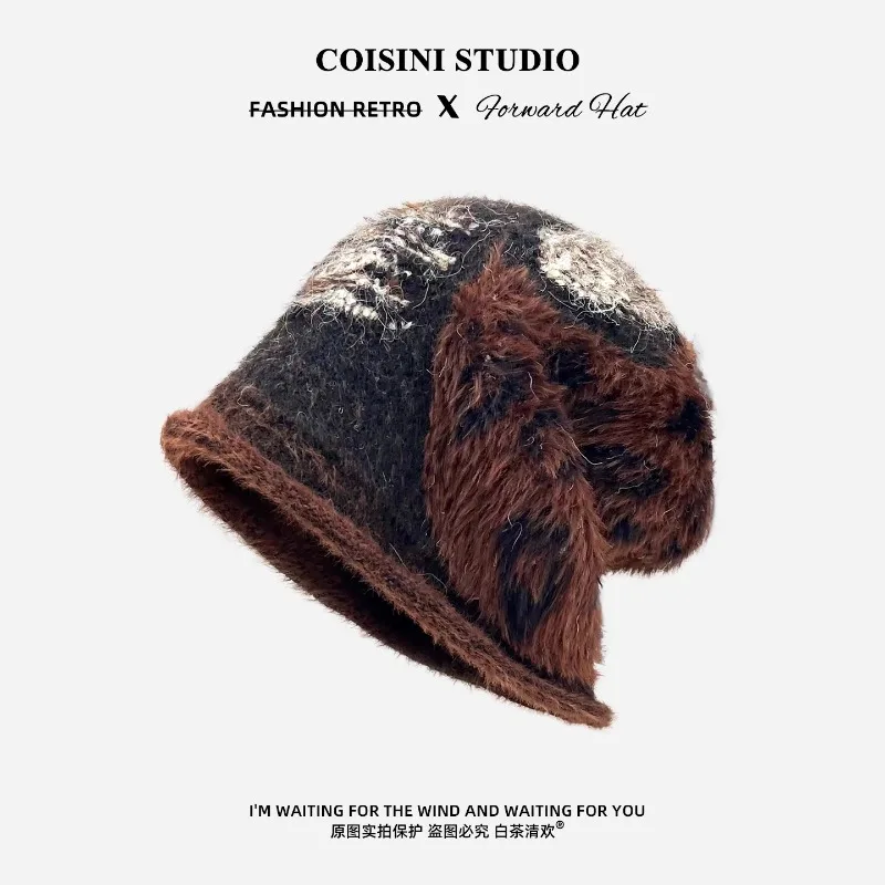 قبعات رجالية من القطيفة بلون القهوة من ريترو ميلارد للنساء للخريف والشتاء، قبعات رجالية حرارية متعددة الاستخدامات لحماية الأذن