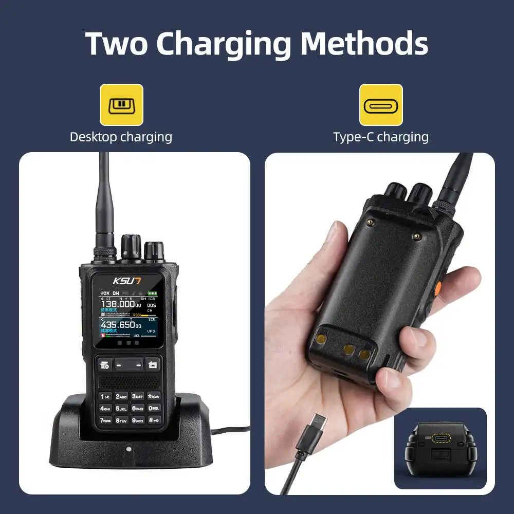 KSUT UV110D Walkie Talkie Long Range Walkie Talkie AM/FM UHF/VHF Ham Radio Transceiver Phone APP Programming for Camping