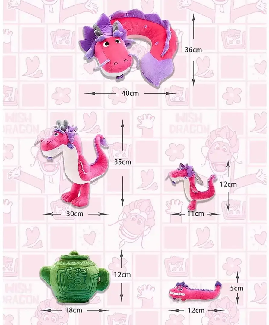 35cm Anime Wish Dragon peluche teiera magica figura farcita peluche bambola Cartoon Movie a forma di U kawaii cuscino ciondolo portachiavi