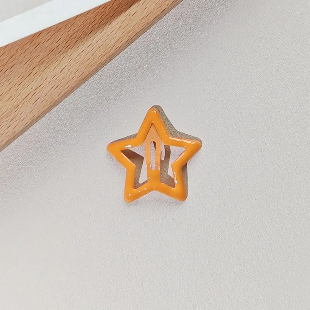 20Pcs Candy Color Star Shape Hair Clips Colorful Hollow Hairpins Simple Metal Silver Metal Hair Barrettes Hair Decorate