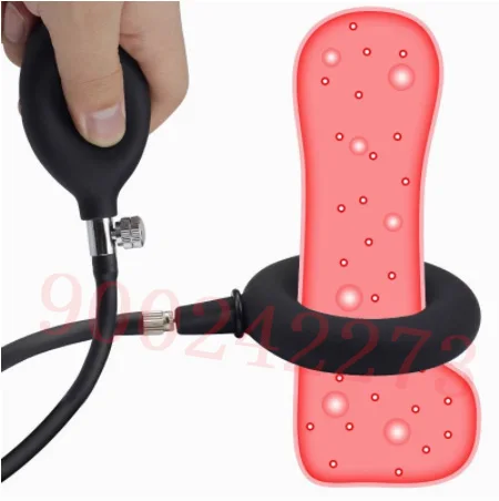 Inflatable Silicone Penis Ring Ball Stretcher Cock Bondage Expandable Lock Sperm Ring SM Sex Toy For Male Dick Enlargement Pump