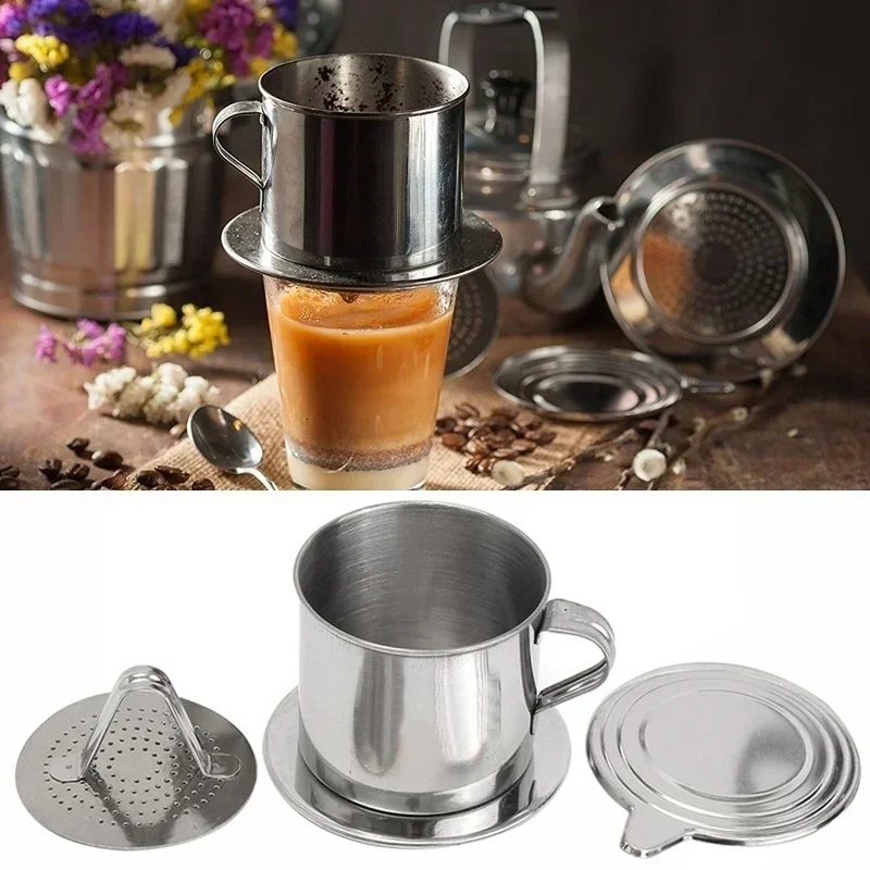 Colador de goteo de café portátil, herramientas de cocina, filtro de café de acero inoxidable, taza de infusión, gotero de café vietnamita, olla