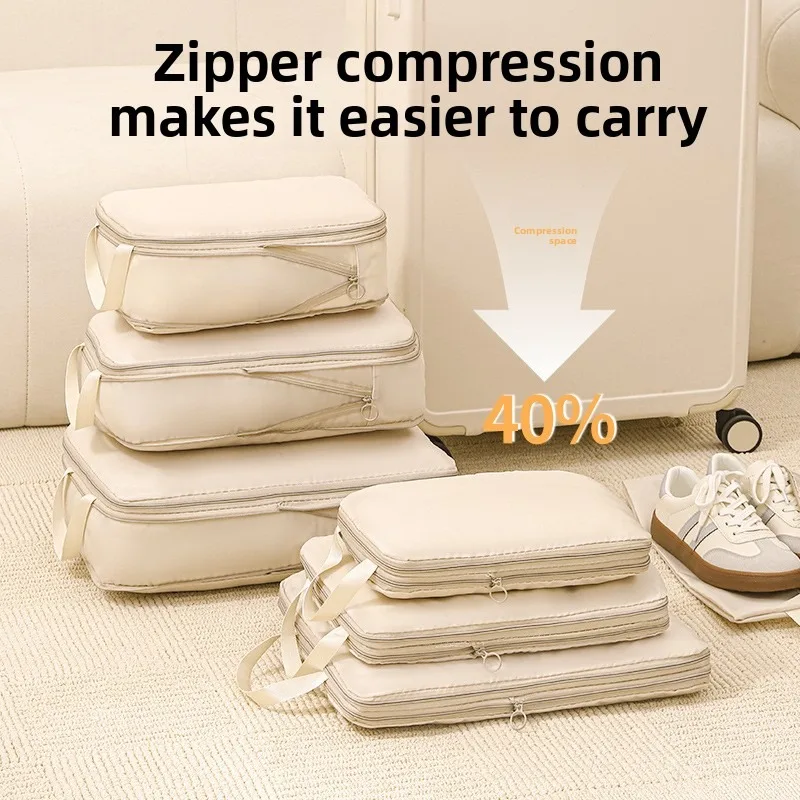 4PCS Travel Packing Cubes Set – Compression Clothes Organizers for Suitcase Waterproof Luggage Storage Bags & Drawer Organizers