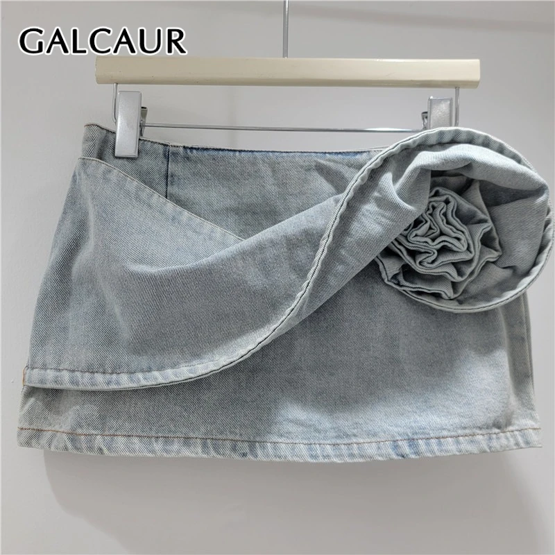 

GALCAUR однотонные утягивающие элегантные юбки с 3D цветами для женщин, модная ковбойская мини-юбка с высокой талией, женская одежда, стиль, новинка