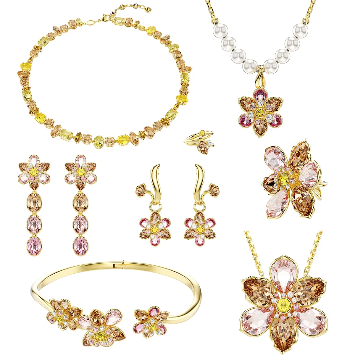 

This Idyllia jewelry piece combines versatility and style. It is crafted from crystals with different cuts and soft colors.