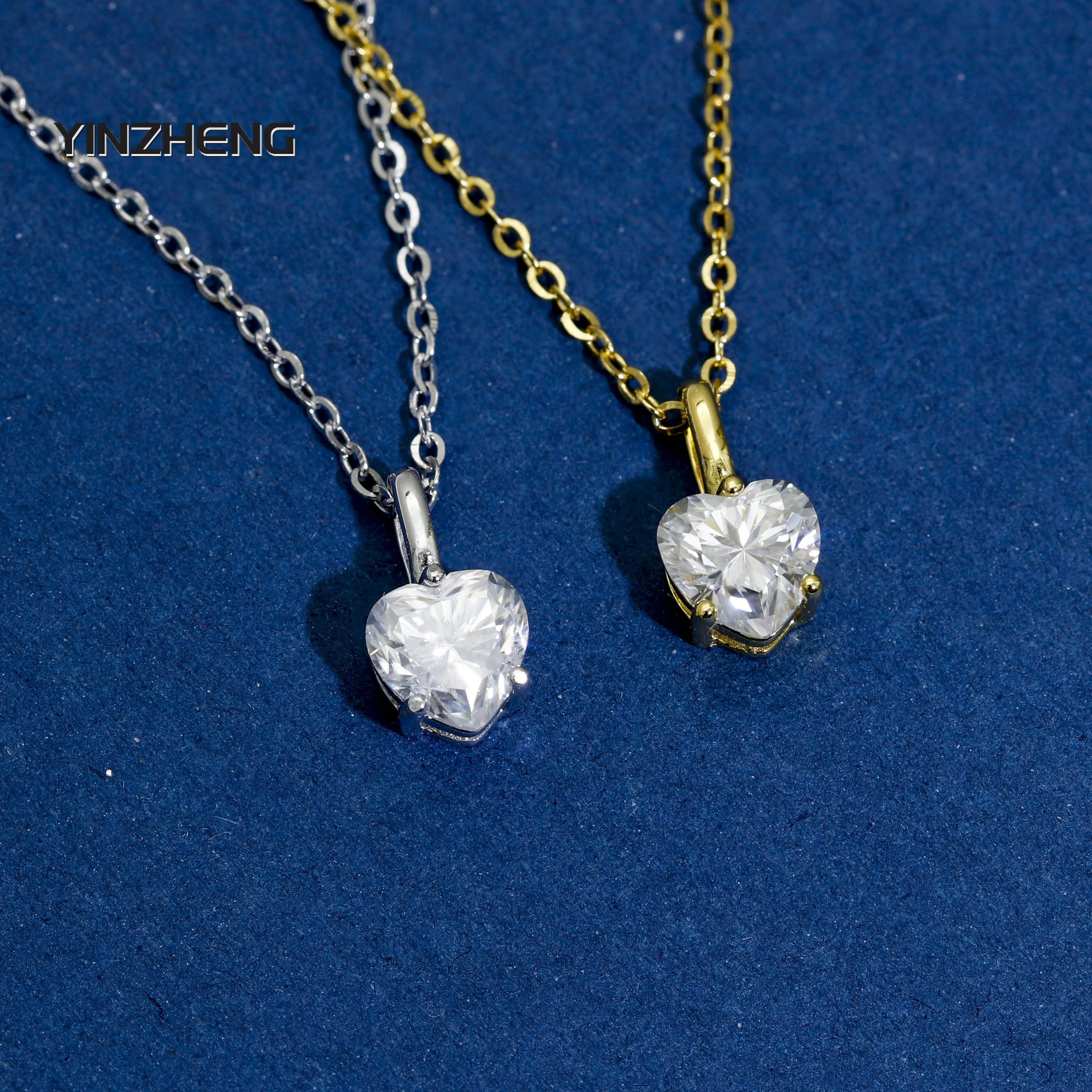 

Yinzheng 100% Moissanite Gold/silvery Heart Necklace Cupid Eros Arrow Heart Pendant Necklace Korean Fashion Girls Jewelry