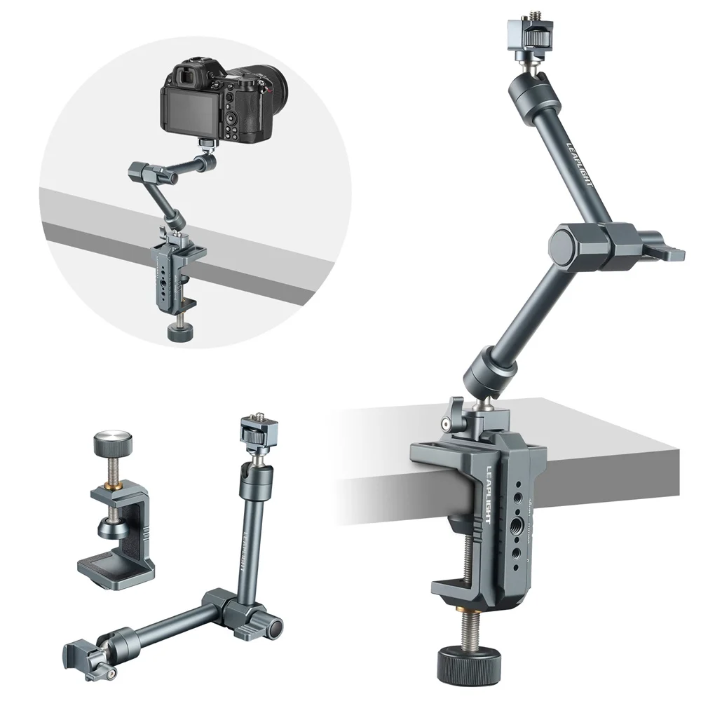 LEAPLIGHT Table C-Clamp with 360° BallHead Magic Arm Kit Adaptable Super Clamp for Outdoor Camera Photography Livestreaming Vlog