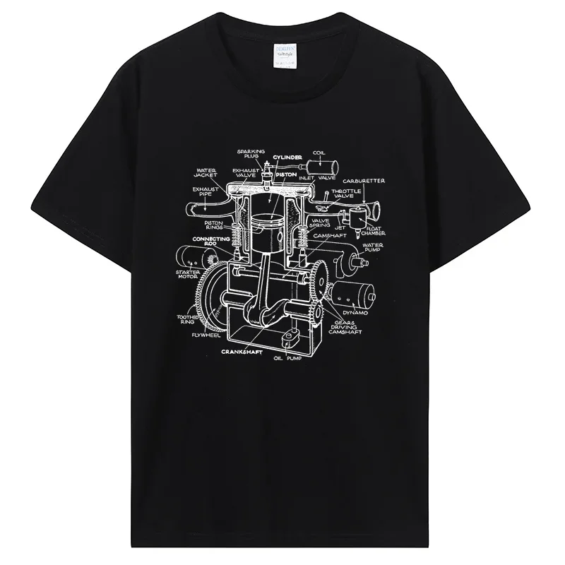 Mechanics Car Engine Pieces Cars Lovers Muscle Cars T-Shirt Men's Fashion Clothing Carguy Graphic Tee Tops Husband Gifts S-5XL