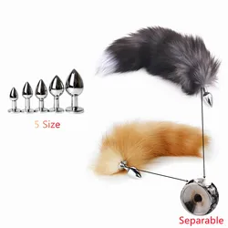 Separable Erotic fox Tail Anal Sex Toy Adult Bdsm Game Butt Metal Plug for Women Couple Cosplay Expansion Anus Flirt Accessories