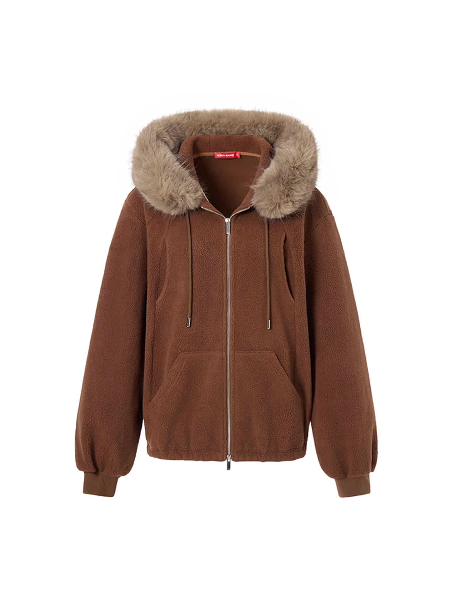 

Куртка Red Label LEDIM WANG женская вязаная с воротником из искусственного меха, повседневная, с длинными рукавами, на молнии, цветная, осень-зима