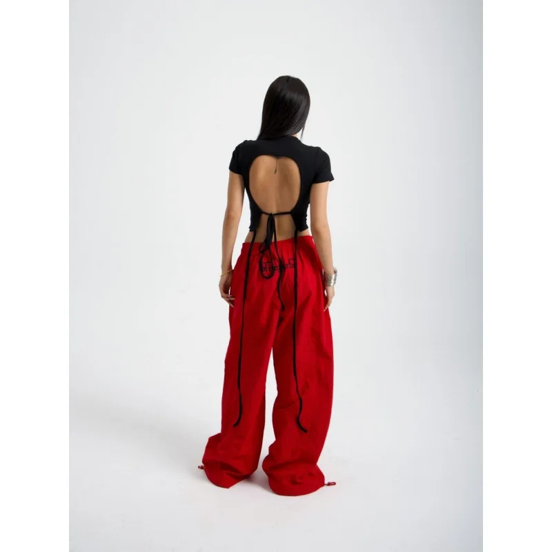 

American Retro Loose Street Pull Cool Hot Girl Overalls Embroidery Straight Jazz Casual Paratrooper Pants Sports