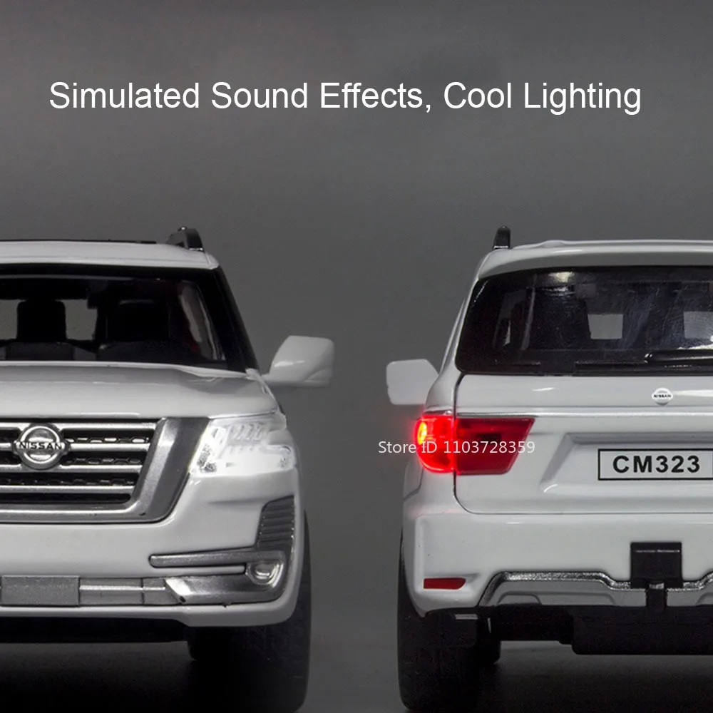 Maßstab 1:32 PATROL SYLPHY Automodell Spielzeug Legierung Druckguss Sound Licht Türen geöffnet zurückziehen Gummireifen Ornament für Kinder Geschenk