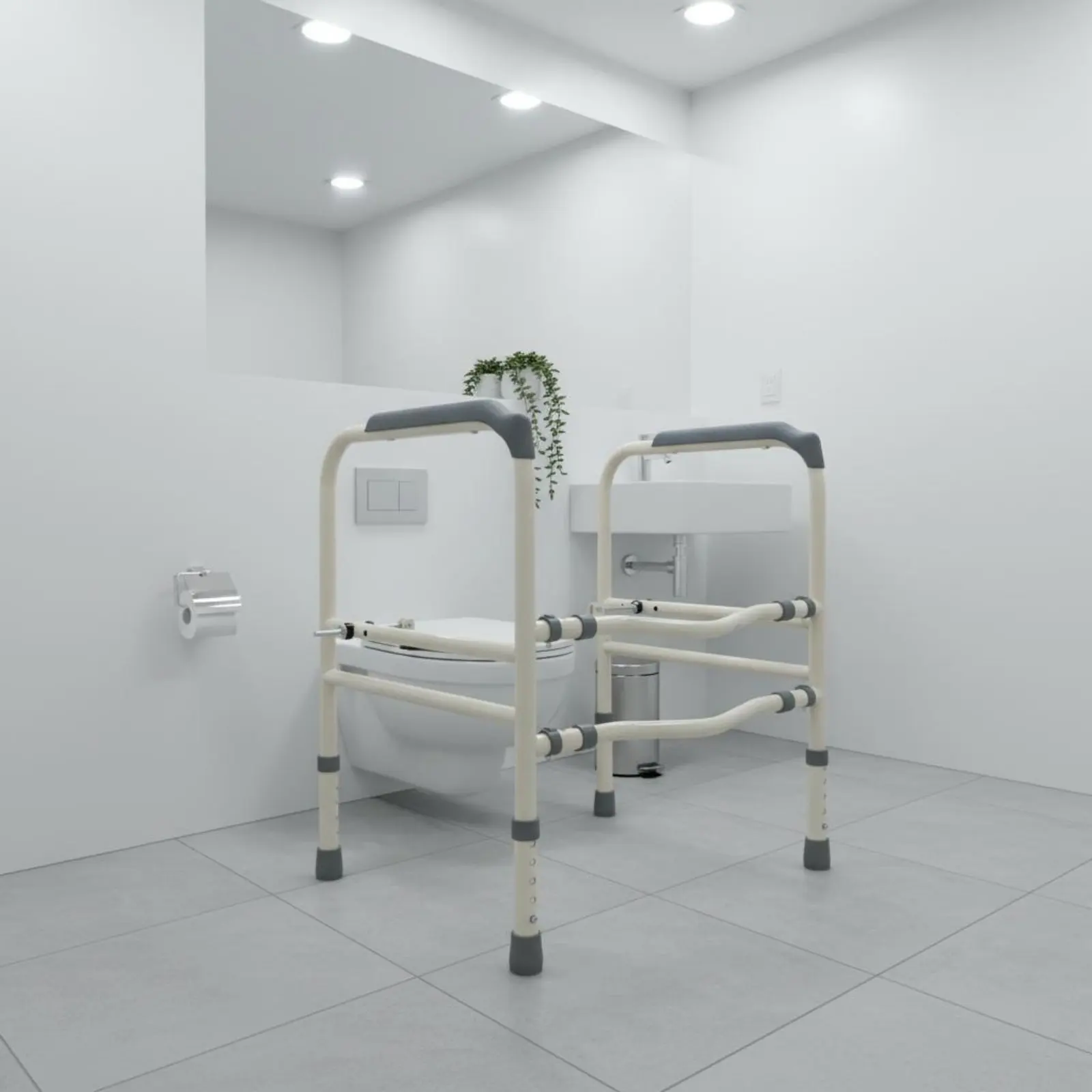 

Adjustable Toilet Safety Frame Non-Slip Padded Grips Toilet Safety Rails Mobility Aid Ergonomic Handrails for Elderly