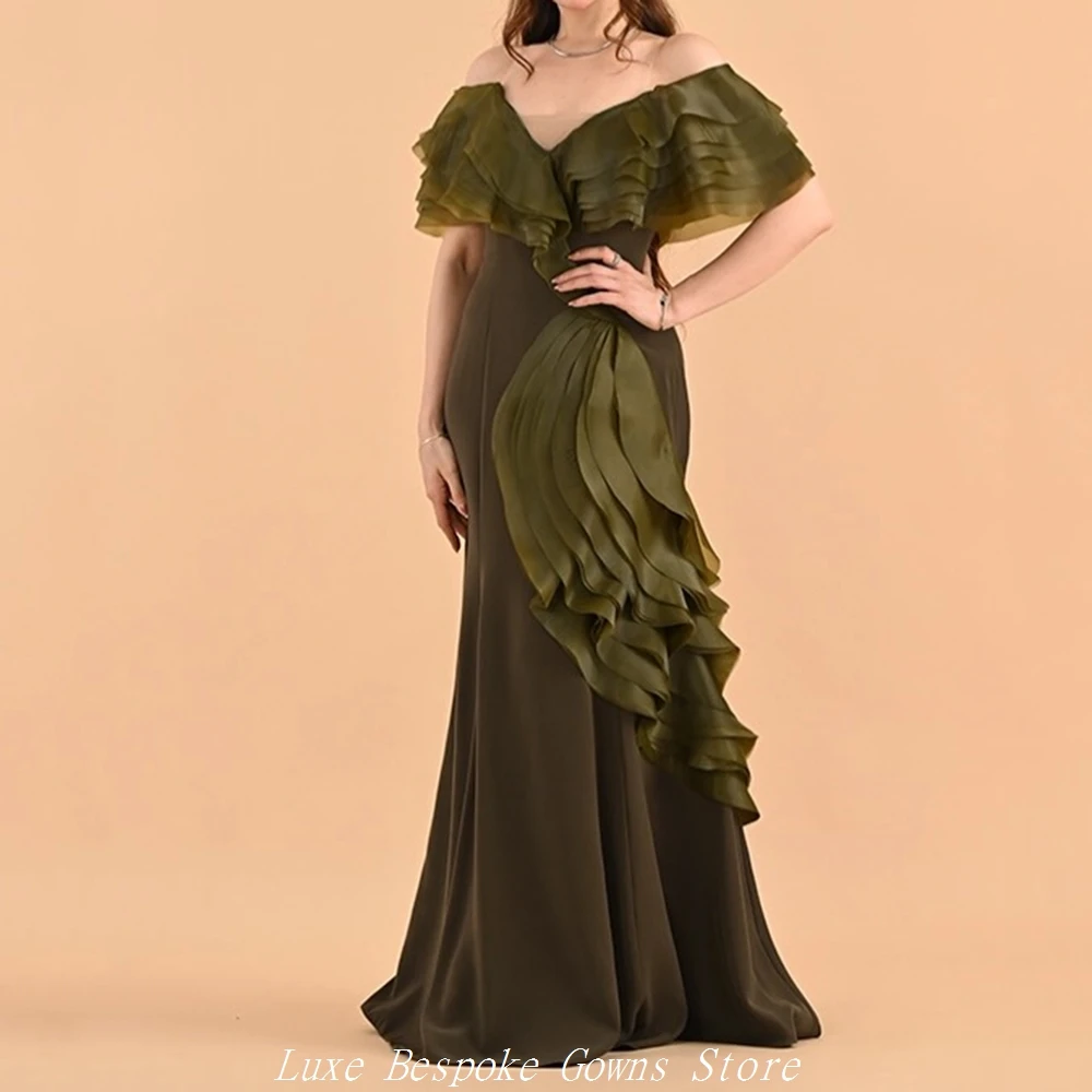 

Women's A-line Evening Dresses Floor-length Off The Shoulder Sleeveless Prom Dresses Fashion Ruched Draped Customized Gowns