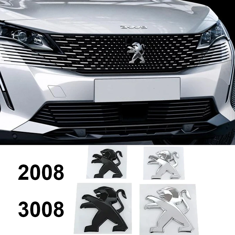 ABS Lion Shape Car Front Rear Logo Stickers Badge for Peugeot 2008 3008 2021 2022 2023 Auto Hood Emblem Trunk Decals Accessories