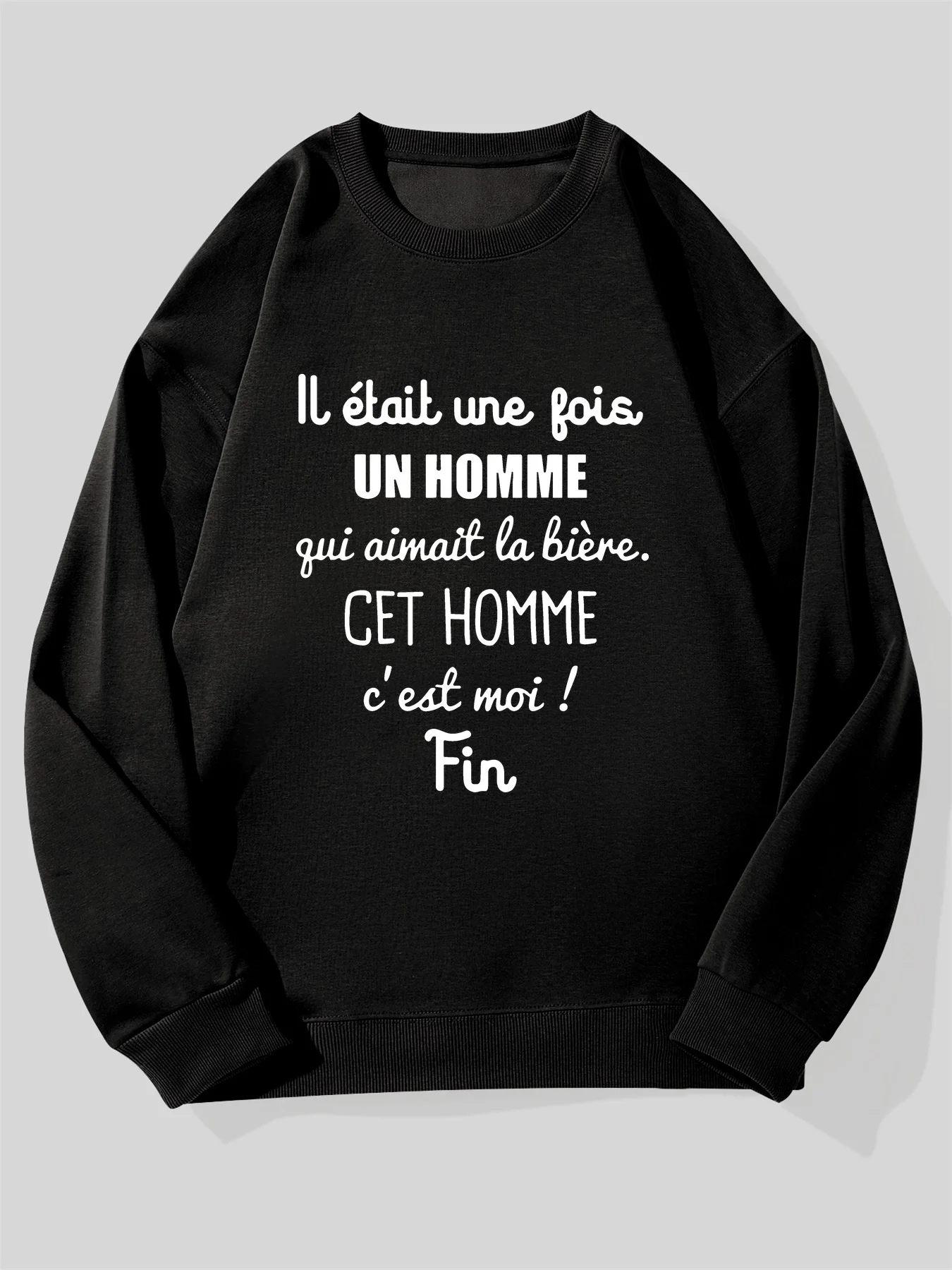 

Мужская толстовка French Beer Lover — «Once Upon a Time... A for Man Who Loved Beer» и принт с французским текстом, черная оверсайз