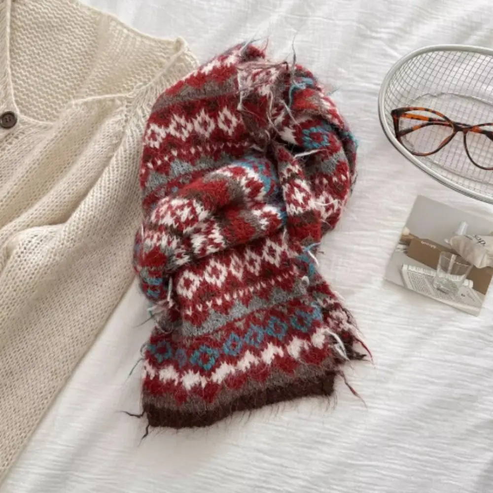 Casual warme jacquard gebreide sjaal wol vintage Fair Isle stijl sjaal koude bescherming bedrukte winter wollen halsdoek winter