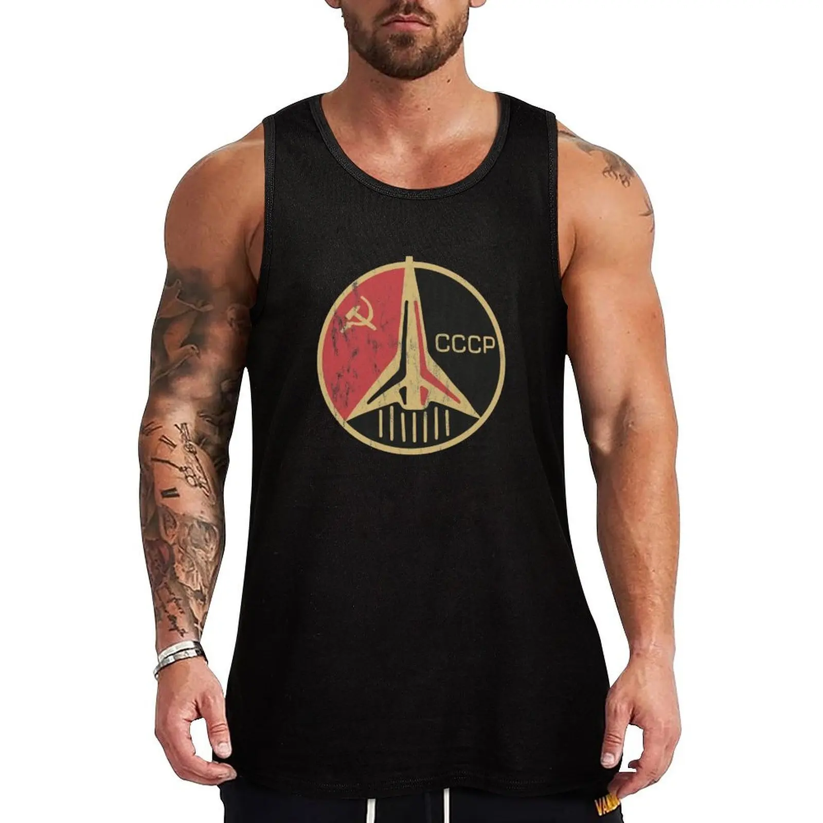 

Retro Cosmonaut Mission Badge Tank Top Vests Men's vest training weight vest