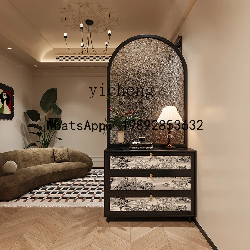 

z7 solid wood water pattern glass entry door screen partition living room shoe cabinet entrance household shelter