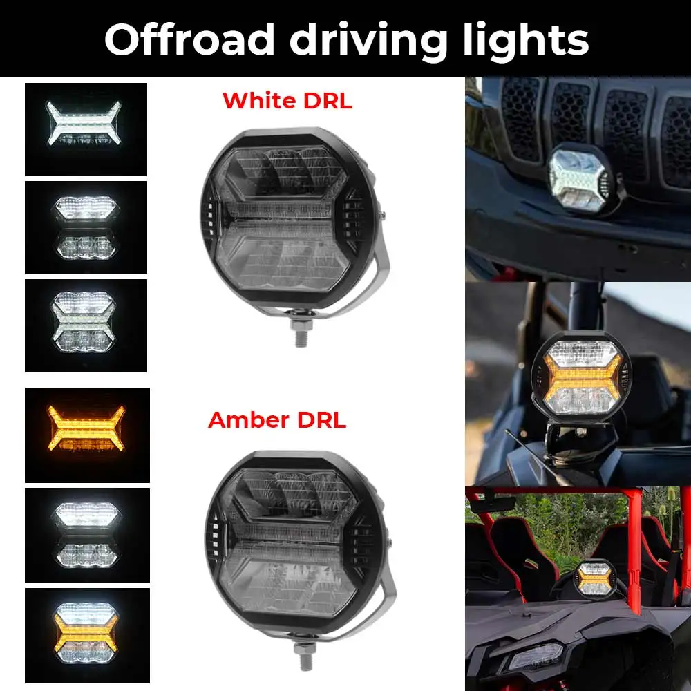 

For Jeeps 4x4 Off road vehicle ATV Truck Tractor 5.75" Car Led Work Light Bar Emark Approved Amber DRL Driving Light Spotlight