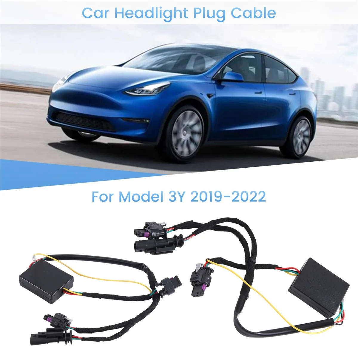 For Tesla Model 3/Y 2019-2022 Plug Car Headlight Plug Cable