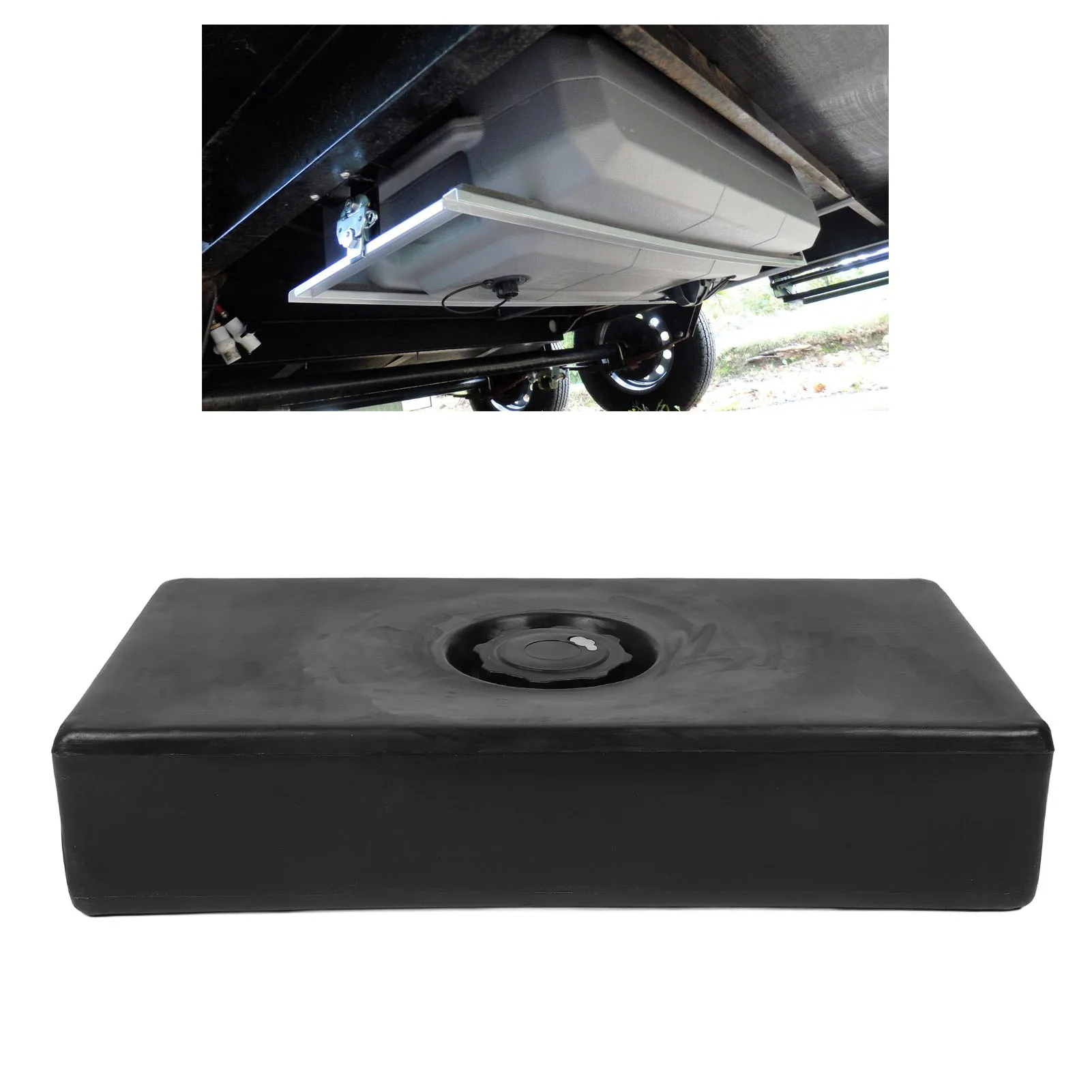 26 X 13.4 X 5.5in RV Water Holding Tank 8 Gallons Leakproof Impact Resistance Black for RVs Trailers Campers Boats