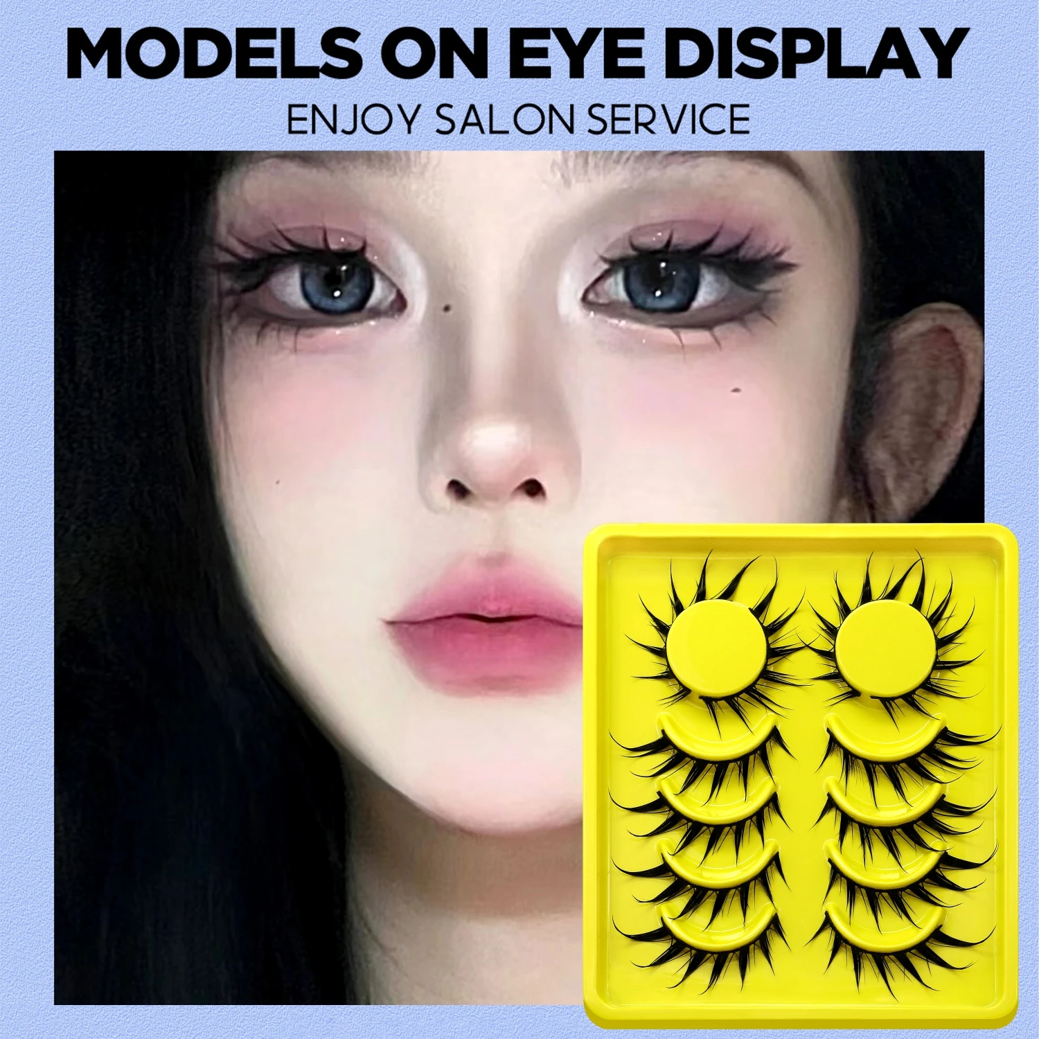 Lasvirey Cat Eye Lashes Manga Lashes Styles 3D Faux Mink Lashes Soft Cross Wispy Natural Winged End Eye Elongated Eyelash Makeup
