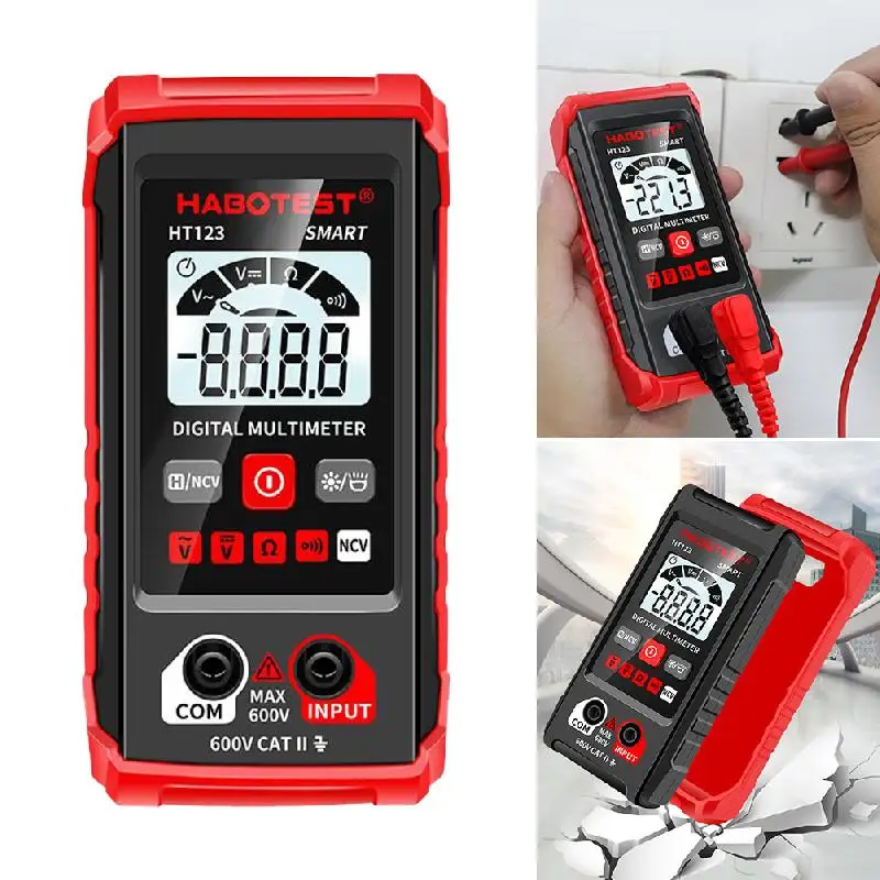 HT123 Digital Multimeter - Electric Tester Voltmeter Multimeter - Automatic Ranging Voltmeter Non-contact Voltage Tester