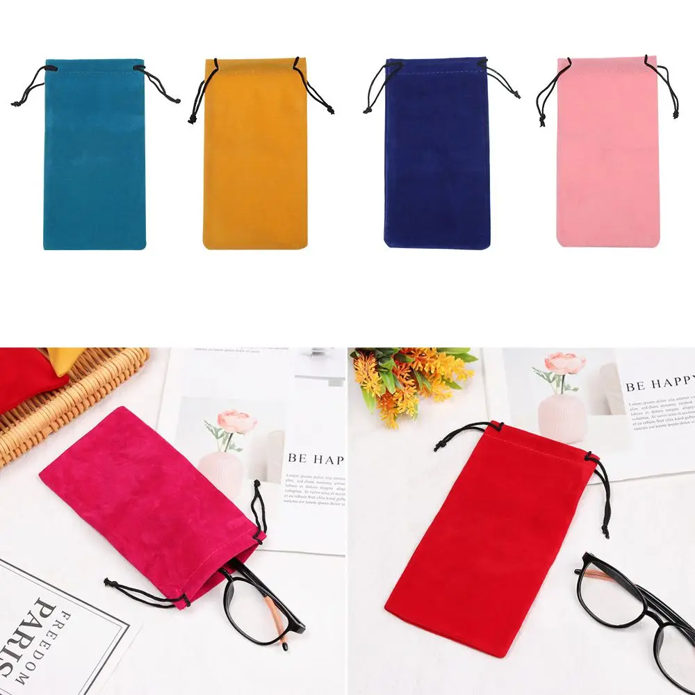 Portable Solid Color Eyewear Glasses Cloth Bags Drawstring Pouch Bags Eyeglasses Pouch Sunglasses Bag