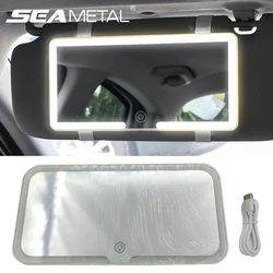 SEAMETAL Car LED Makeup Mirror 3-Color Brightness Dimmable HD Sun Visor Plate Vanity Mirror Touch Screen Interior Make Up Mirror