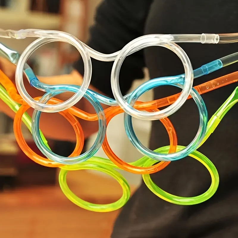1/8pcs Creative Straw Glasses Funny Flexible Drinking Tube Novelty Entertainment Supplies Photo Props For Holiday Birthday Party
