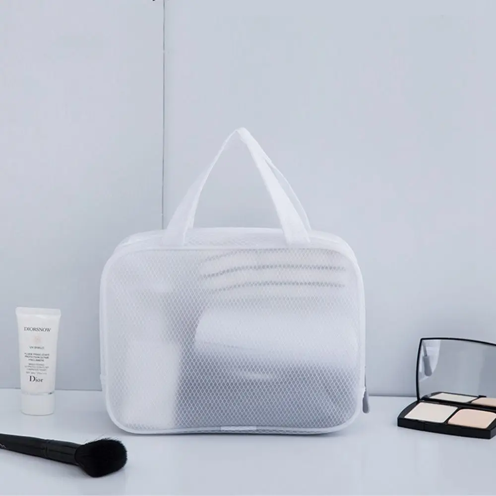 Square Bag White EVA Mesh Cloth Wash Pouch Storage Toiletry Bag Cosmetic Cases Mesh Cosmetic Bag Combination Makeup Bags