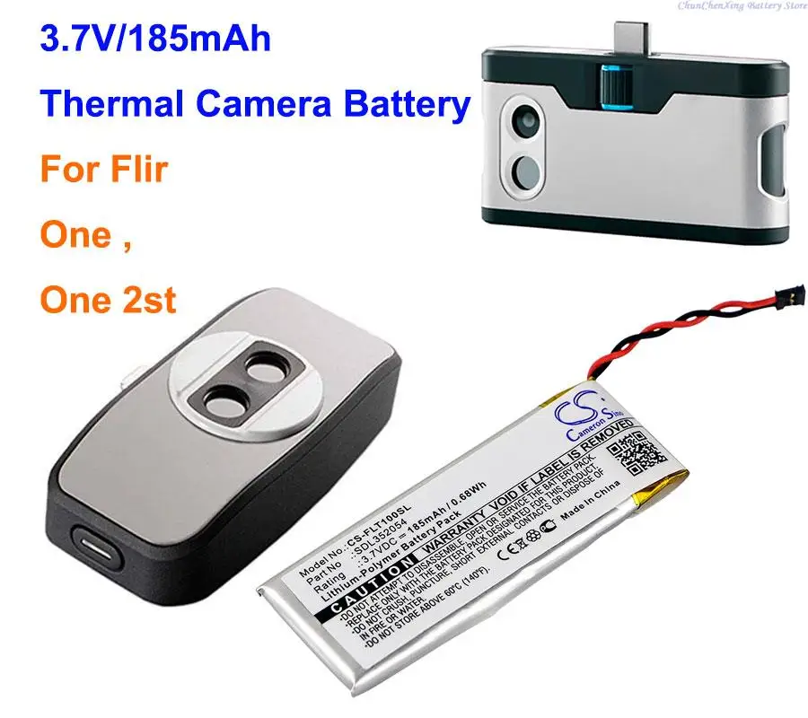 OrangeYu 185mAh Thermal Camera Battery SDL352054 for Flir One, One 2st