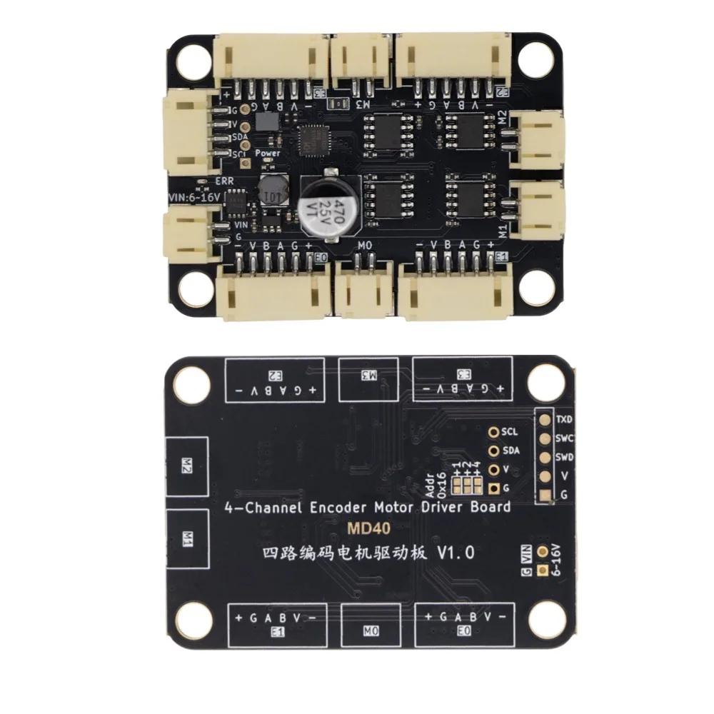 MD40 4-Channel Encoder Motor Driver Module I2C PID Closed-Loop Speed & Position Control 6-16V DC Motor Controller for Arduino