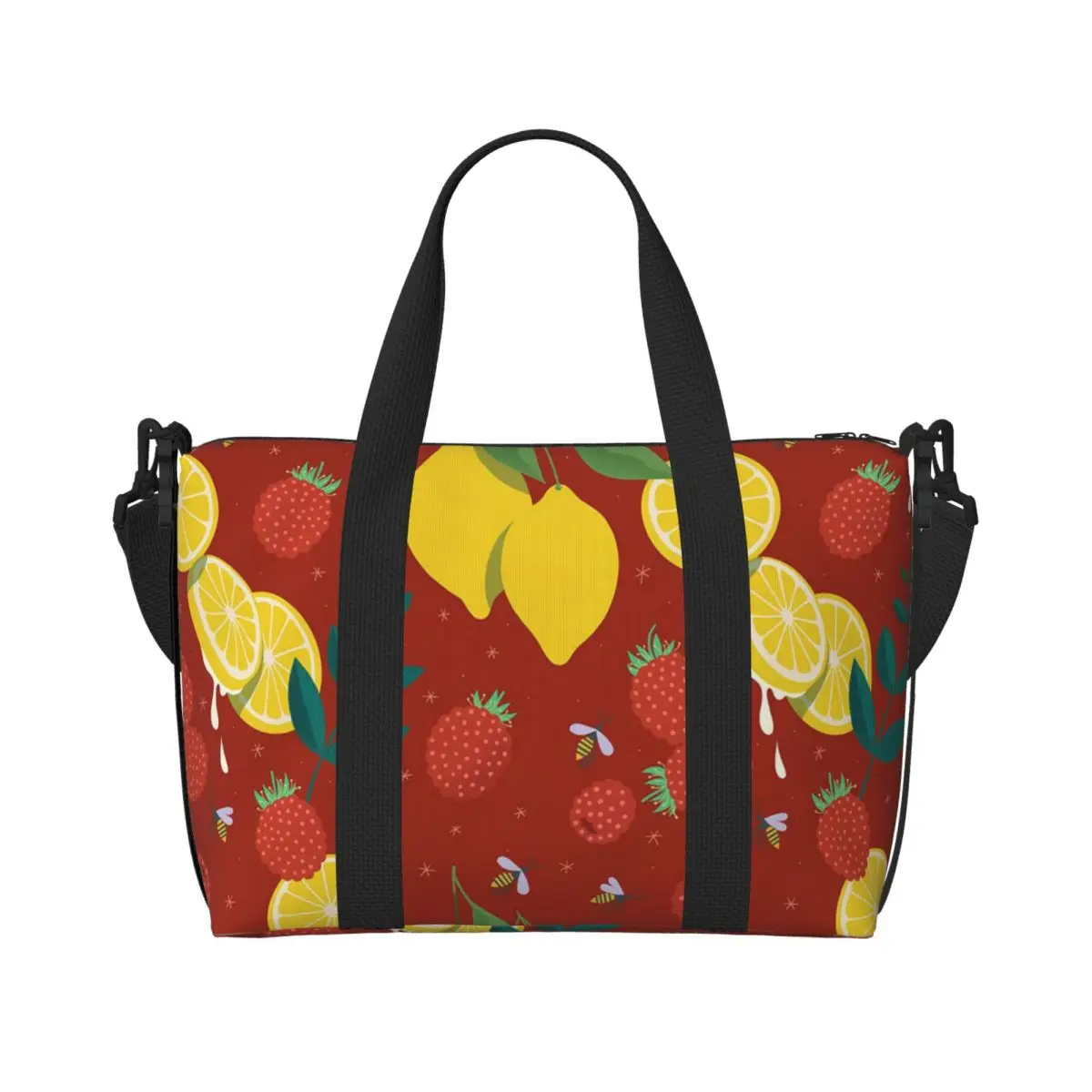 

Red Wild Strawberry Portable Travel Bag,Large capacity sports Gym Bag, Lightweight carry on Luggage Duffle Bag coach Bag