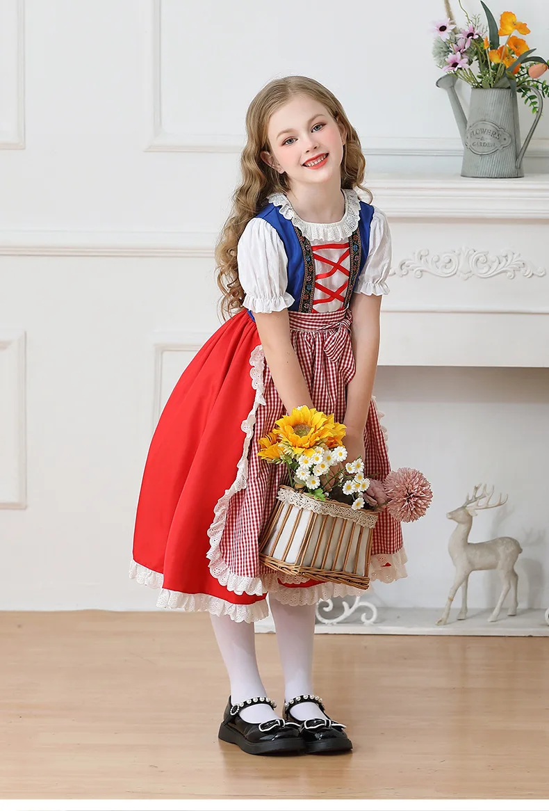 Kinder Karnevalskostüm München Oktoberfest Mädchenkostüm Klassisches Alpen-Landkostüm Mädchen Paradekostüm Cosplay Festliches Kleid Party – Detail 13