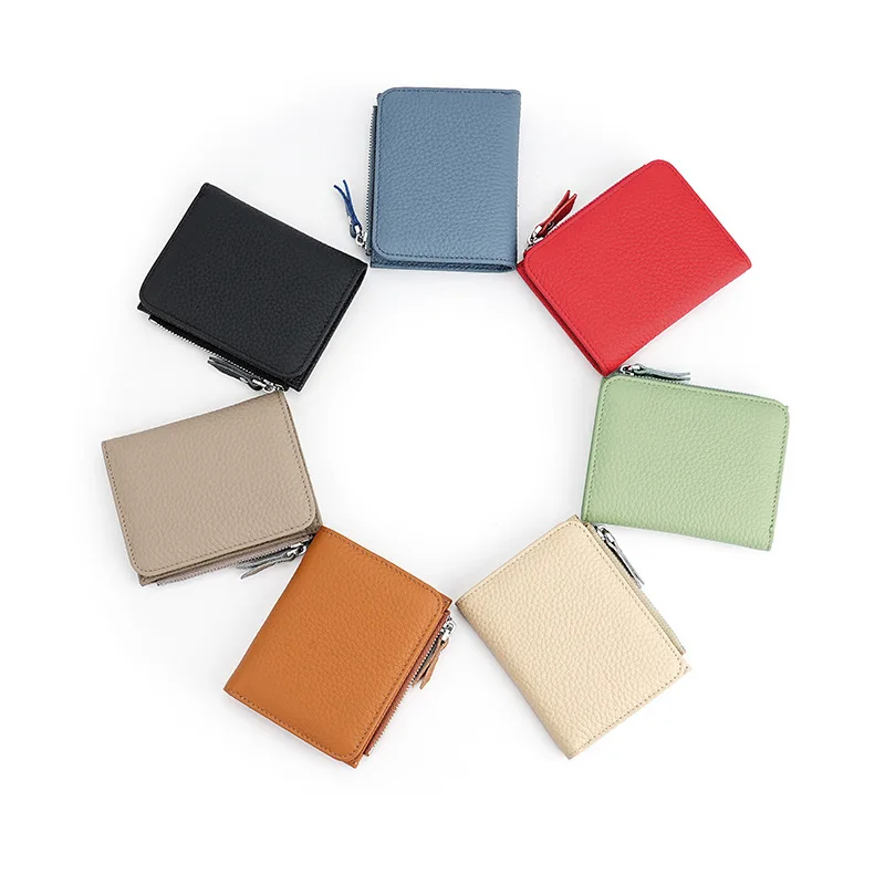Genuine Leather Women Small Rfid Wallets with Zipper Coin Pocket Fashion Woman Short Bifold Money Purse Multi Card Holder Wallet image 6