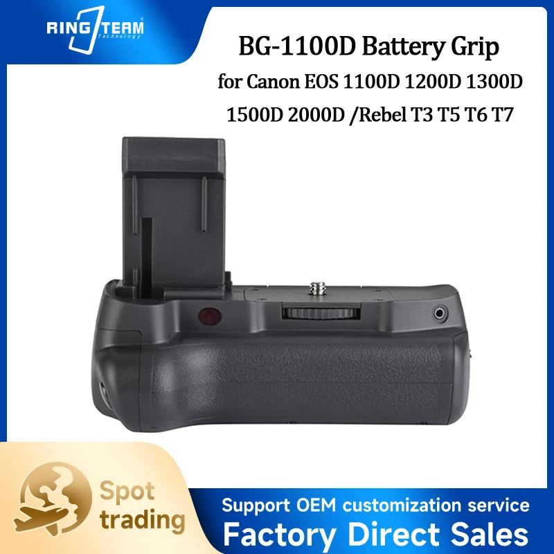 BG-1100D / BG-1100DH Vertical Battery Grip with IR Remote Control for Canon EOS 1100D 1200D 1300D 2000D Rebel T3 T5 T6 T7