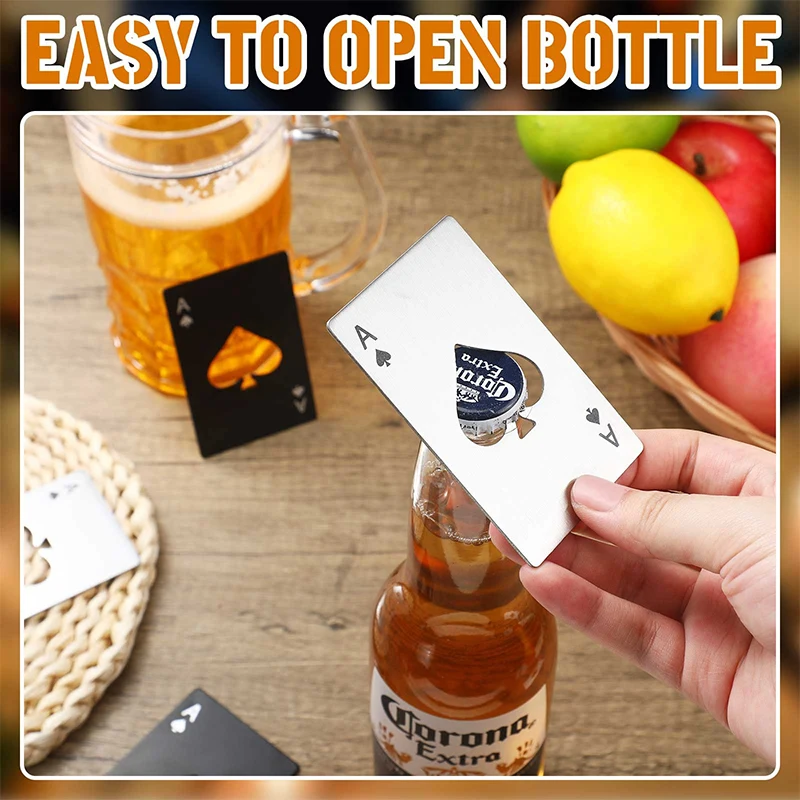 60Pcs Poker Bottle Opener Card Openers Bottle Opener Stainless Steel Bottle Openers Beer Bottle Opener Cap For Wedding Party